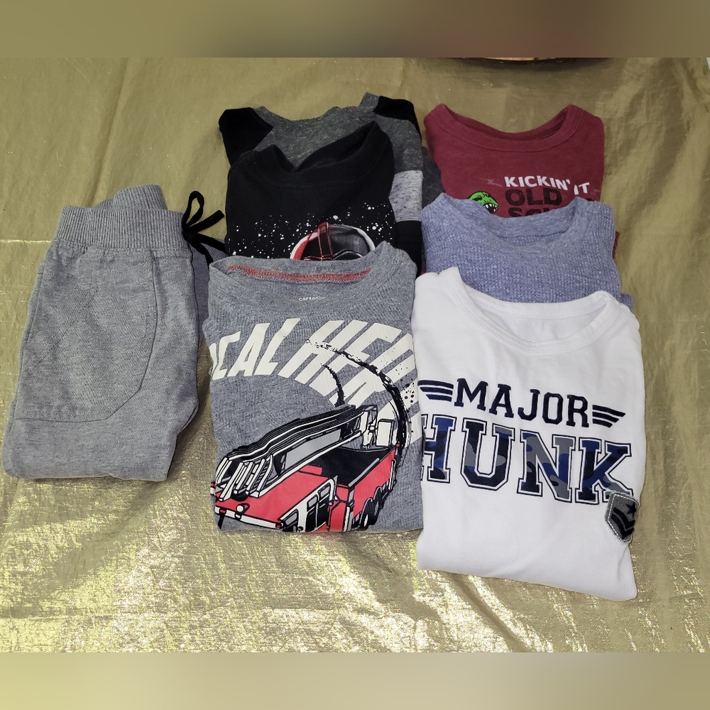 Lot boys toddler size 4/4T. 6 long sleeve shirts , one sweatpants